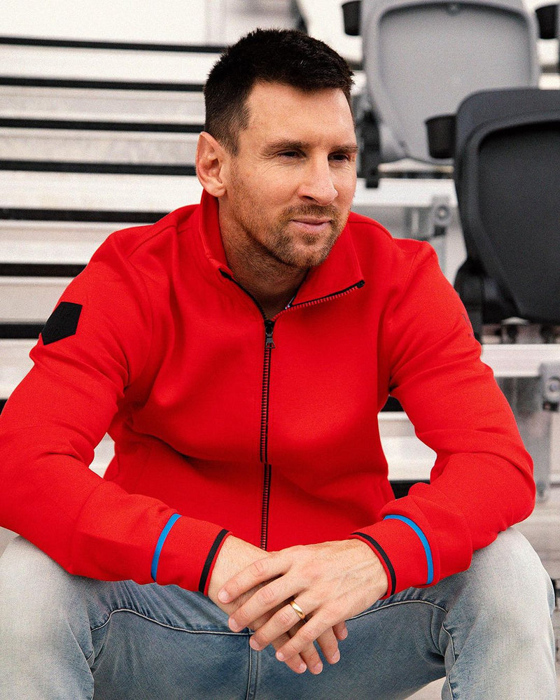 Chaqueta Deportiva Messi Puños Exclusivos - Logo Rojo
