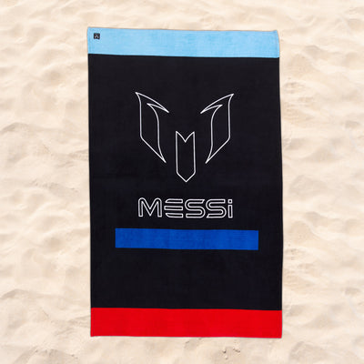 Messi Logo Bar White & Black Kid's Beach Towel