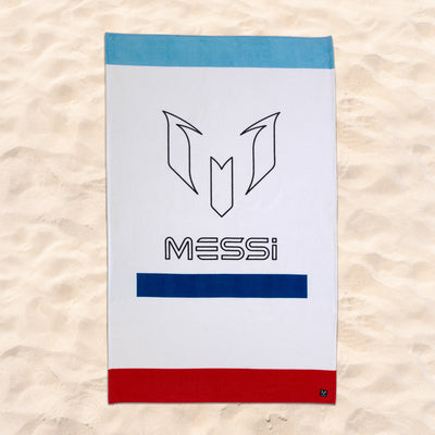 Messi Logo Bar White & Black Beach Towel