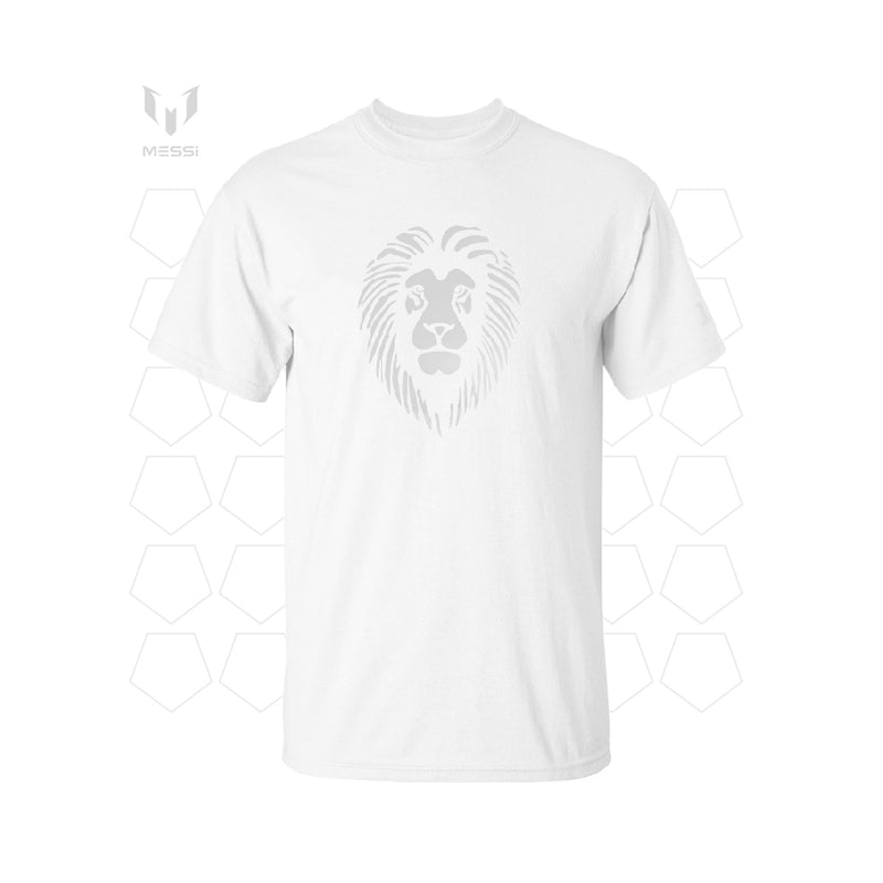 Reflective Lion Head T-Shirt - White on White