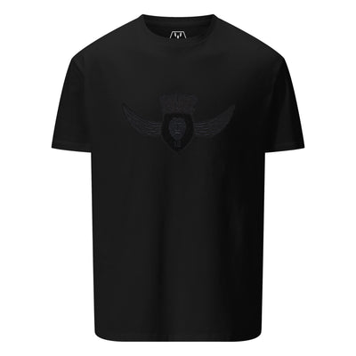 Embroidered Lion Crest Wing T-Shirt - Black