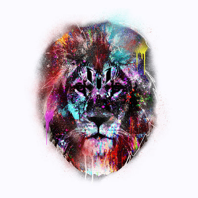 Colorful Lion Head Logo Graphic T-Shirt