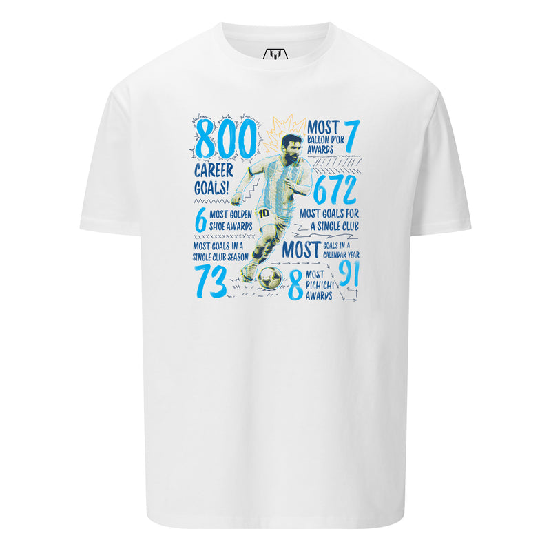 Camiseta gráfica 800 goles de Messi - Blanca