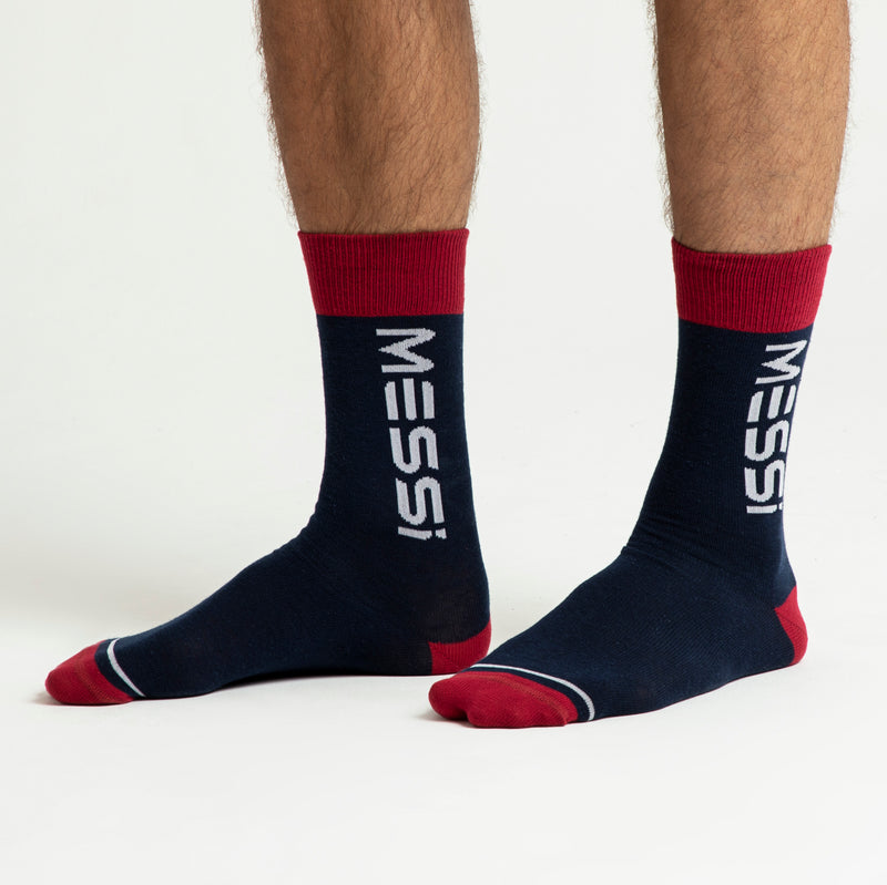 Messi Navy Red and White Calf Socks