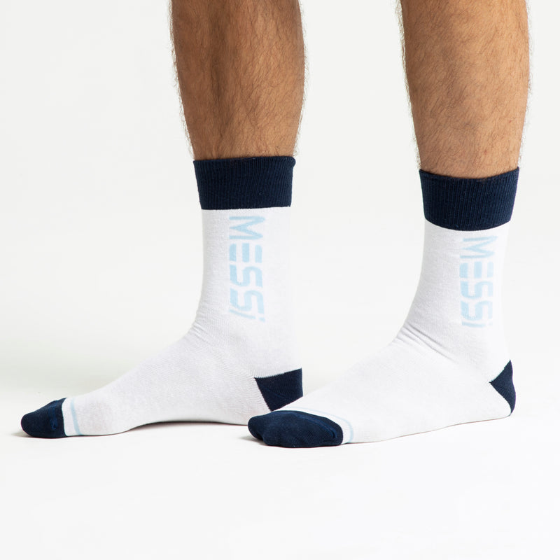 Messi White Side Logo Calf Socks