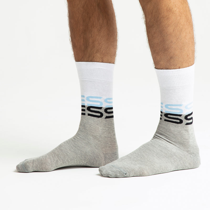 Messi White & Grey Calf Socks