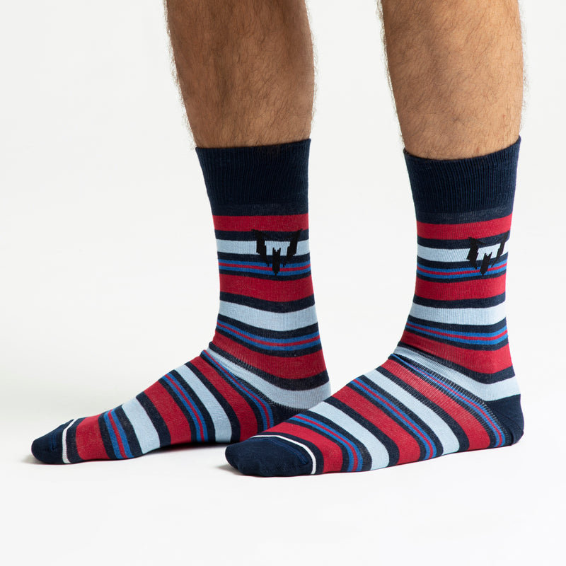 Messi Red & Blue Stripe Calf Socks